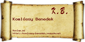 Komlóssy Benedek névjegykártya